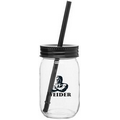 16 Oz. Black Mason Jar W/Color Lid